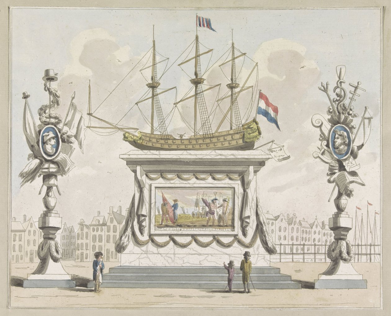 Commerce et Navigation, décoration sur le Nieuwmarkt, 1795 - A. Verkerk