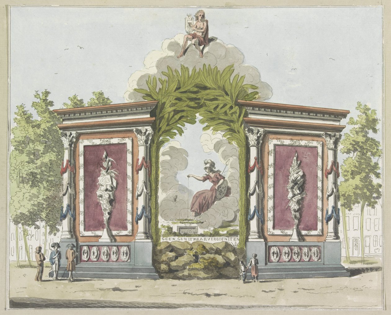 Arts et Sciences, décoration sur le Noordermarkt, 1795 - A. Verkerk