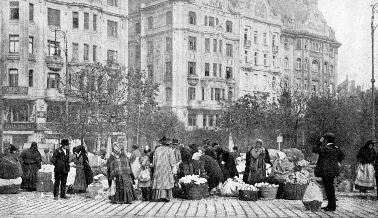 Grand marché aux fleurs, Budapest, Hongrie - A. W. Cutler