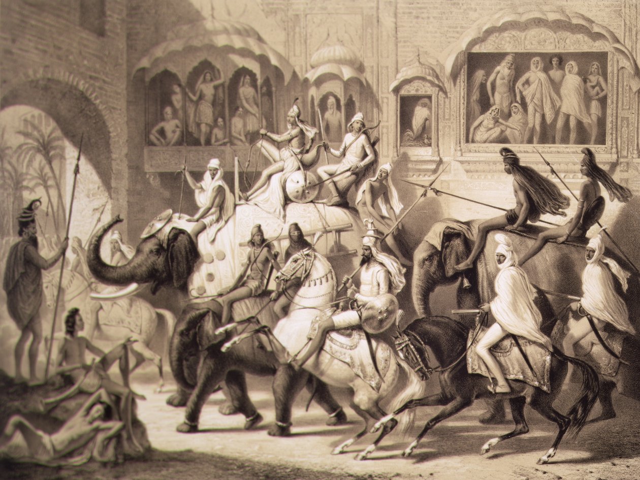 Une rue à Lahore, de Voyage en Inde, gravé par Louis Henri de Rudder (1807-81) 1842 - A. after Soltykoff