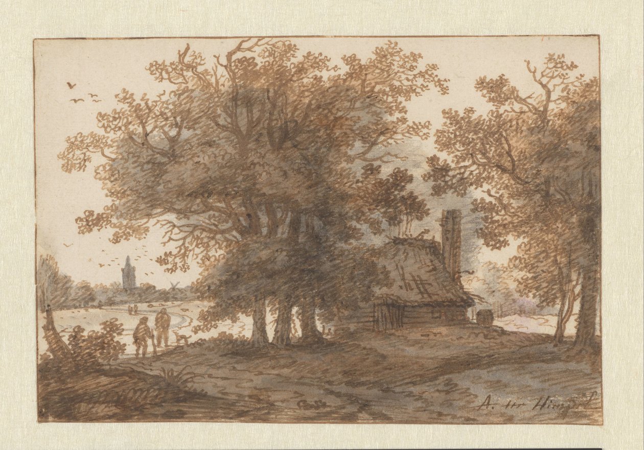 Paysage avec une maison entre les arbres - Aarnout ter Himpel