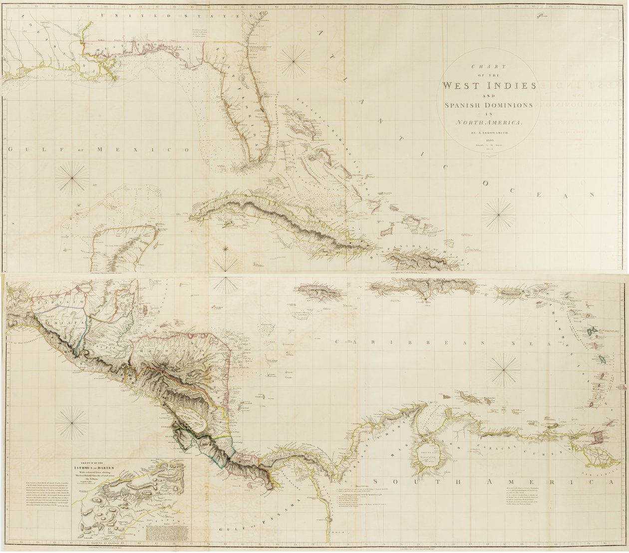 Carte des Antilles et des dominions espagnols en Amérique du Nord - Aaron Arrowsmith