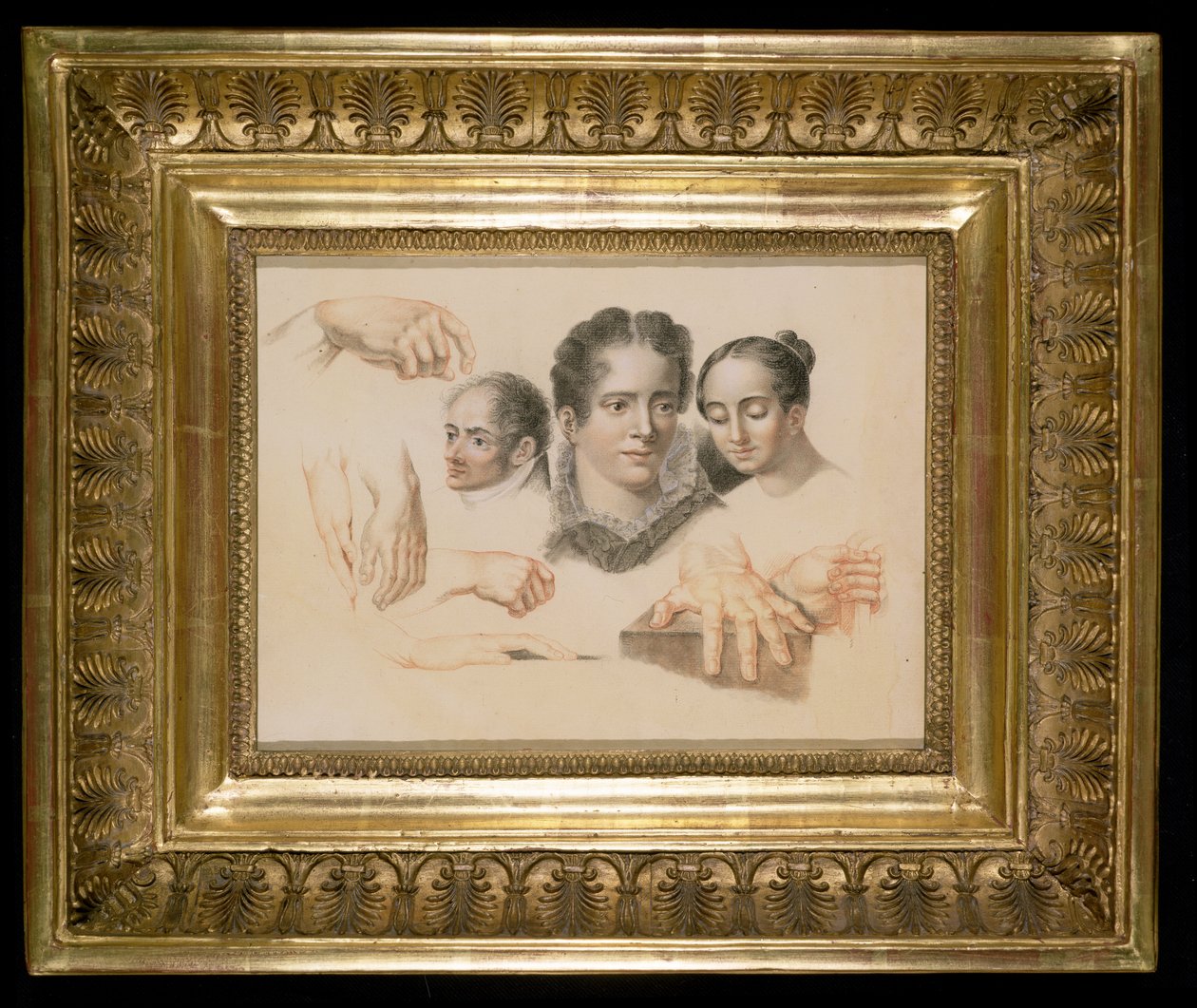 Études de têtes et de mains féminines et masculines, 1815 - Abraham Constantin