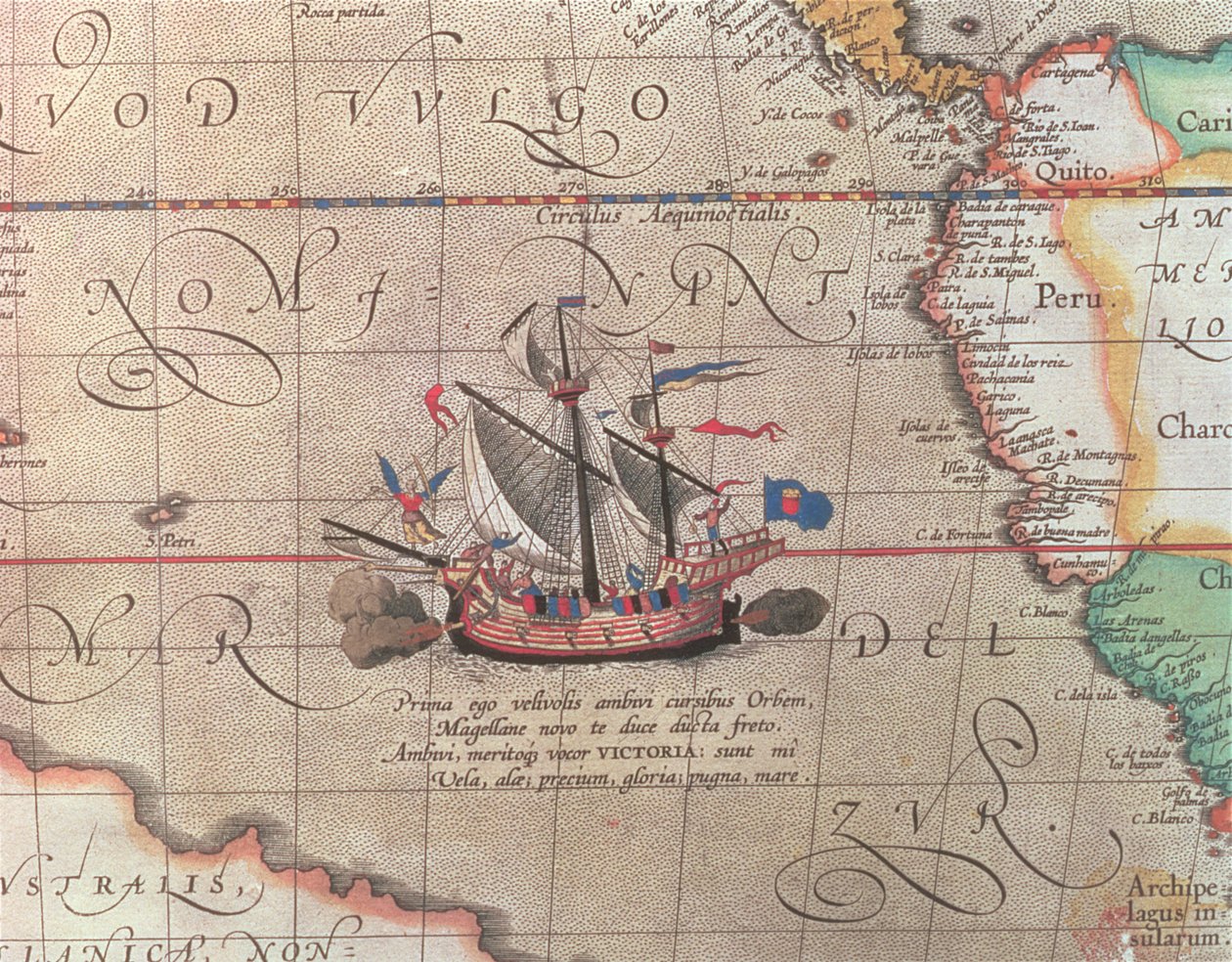 Un navire à voile tirant son canon, détail d