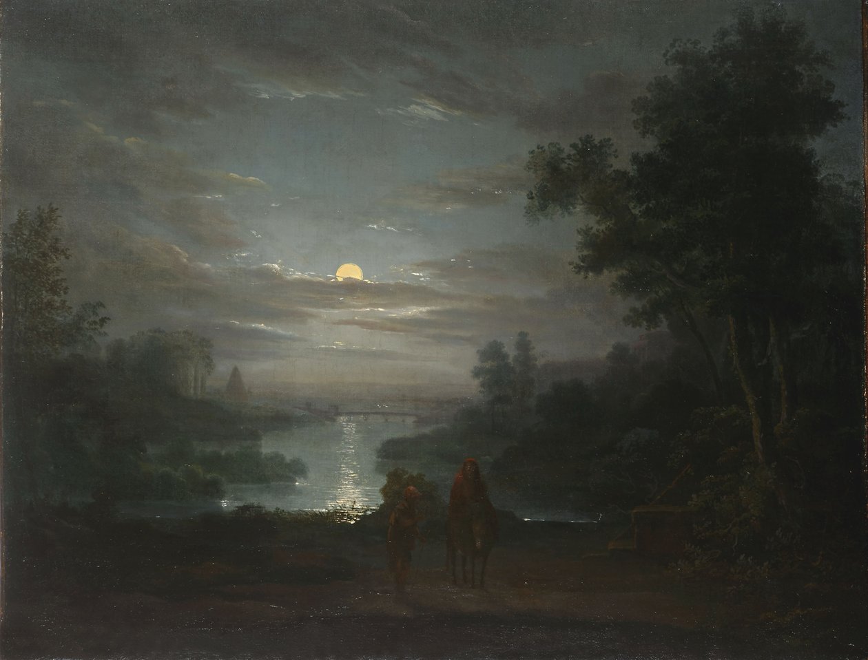 Repos pendant la fuite en Égypte - Abraham Pether