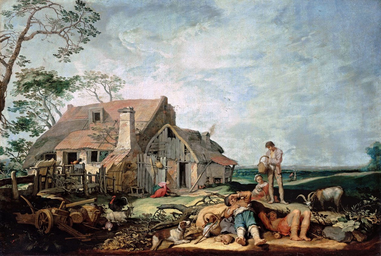 Paysage avec paysans se reposant, Tobie et l