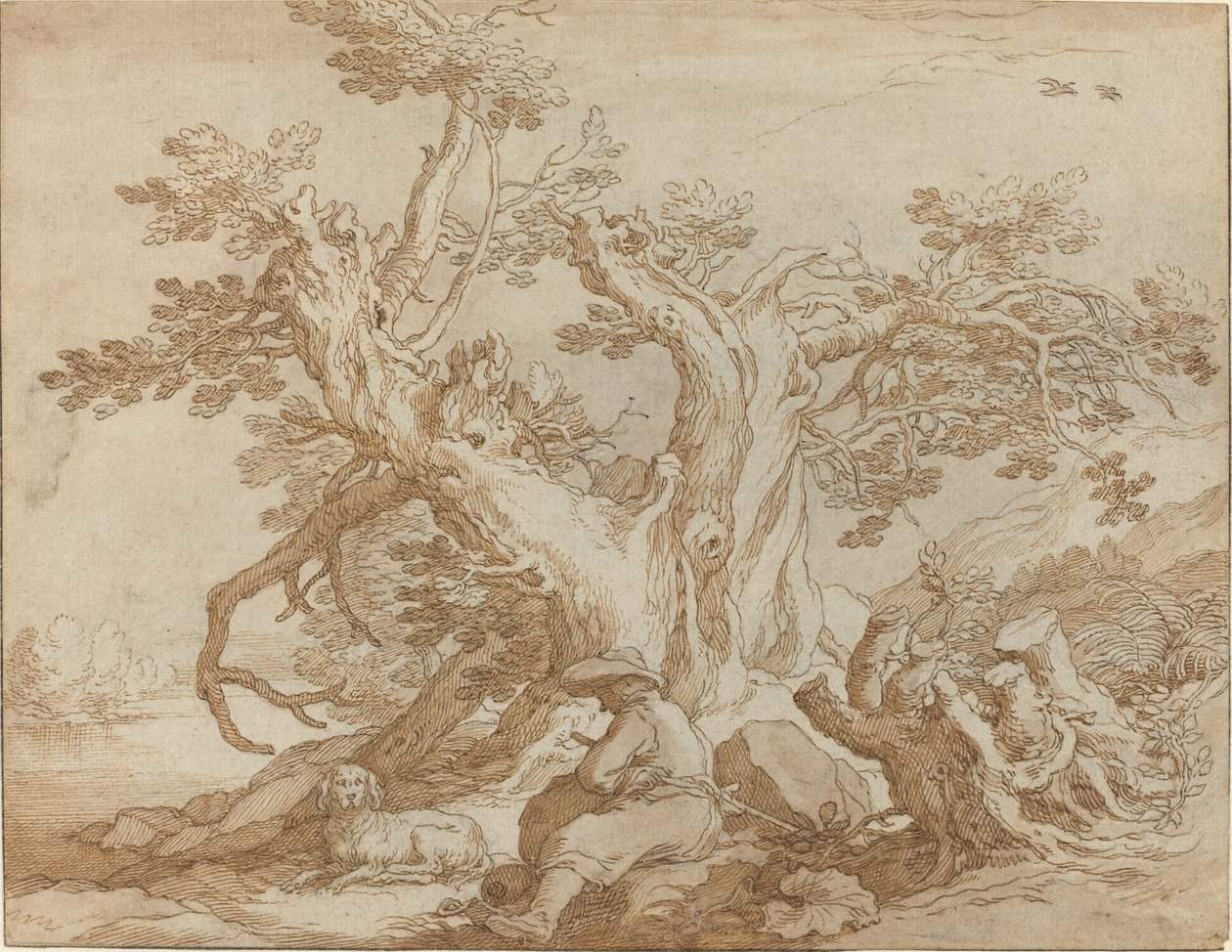 Paysage avec figure assise et chien - Abraham Bloemaert