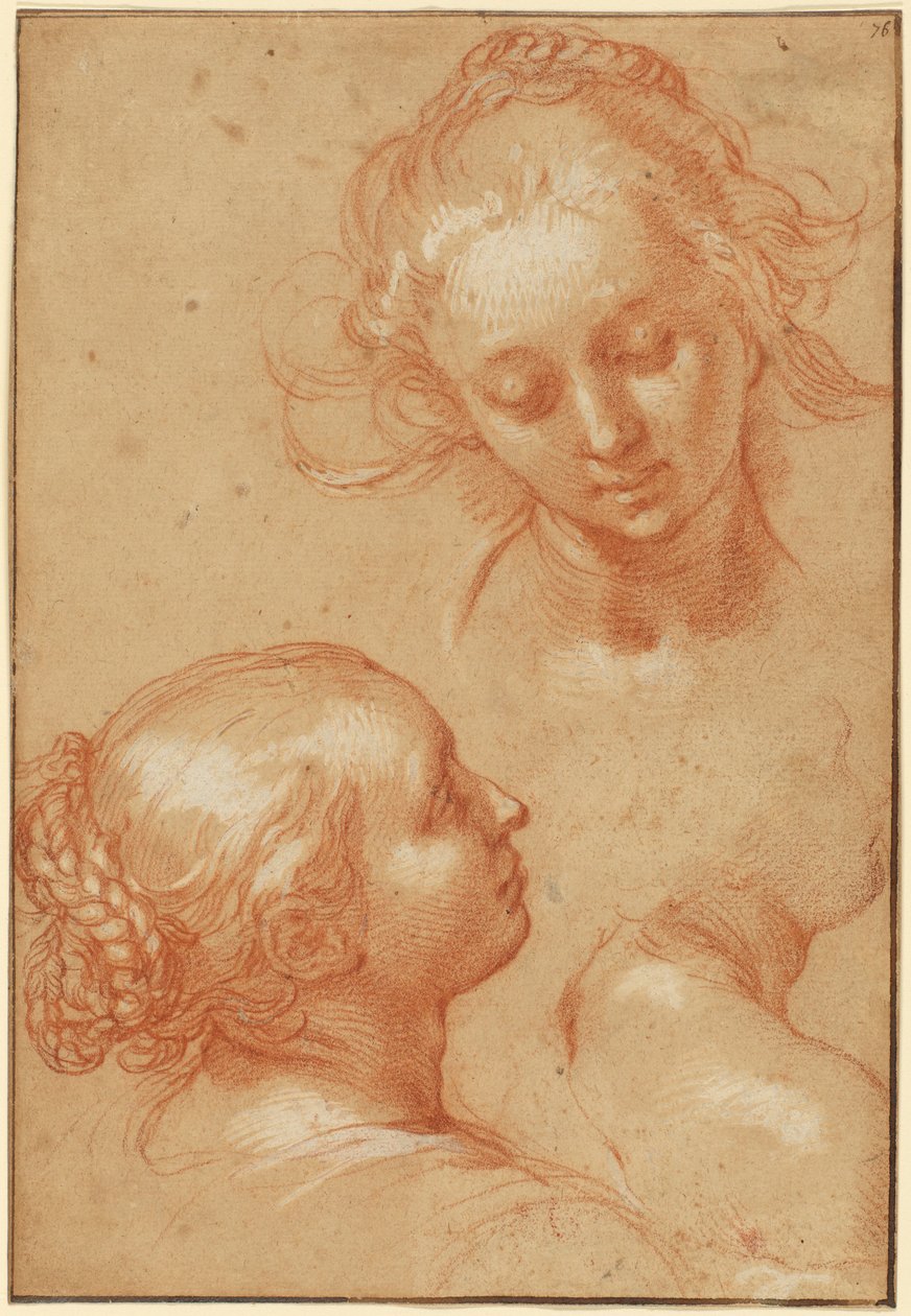 Trois études de femmes (recto) ; quatre études de mains et une contre-épreuve d