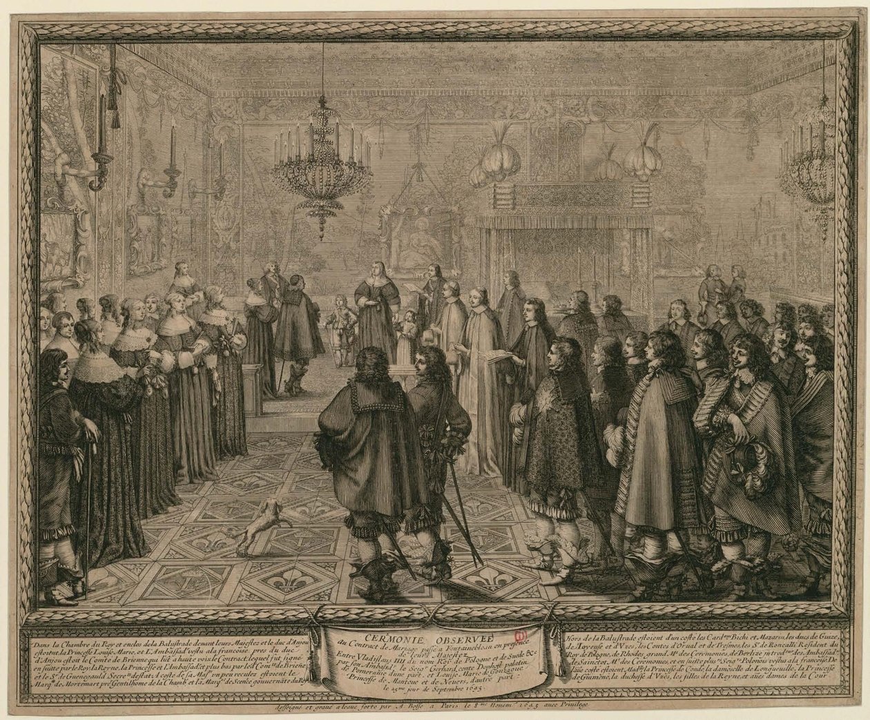 Cérémonie observée au contrat de mariage passé à Fontainebleau en présence de leurs majestés entre Vladislaus IV du nom, roi de Pologne et de Suède [...] - Abraham Bosse