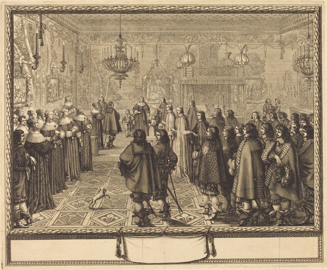 Cérémonie de la conclusion du contrat de mariage entre Vladislas IV, roi de Pologne, et Louise-Marie de Gonzague, princesse de Mantoue, à Fontainebleau - Abraham Bosse