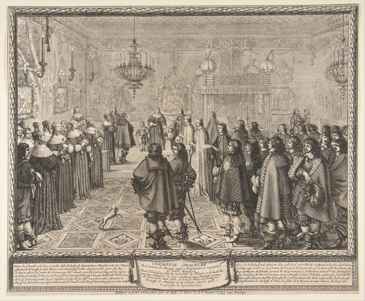 Cérémonie du contrat de mariage entre Wladyslaw IV, roi de Pologne, et Marie Louise - Abraham Bosse