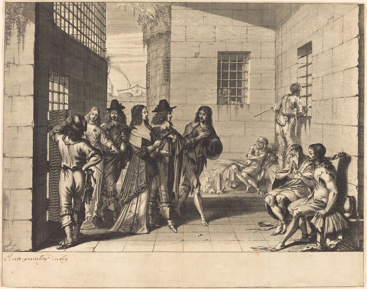 Gentry Visitant une Prison - Abraham Bosse