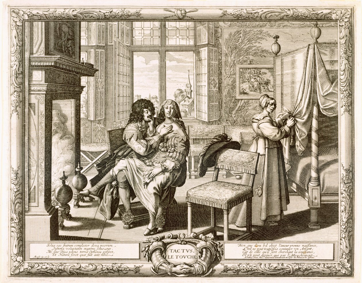 Mari avec femme assise sur les genoux près de la cheminée, Bosse, Abraham - Abraham Bosse
