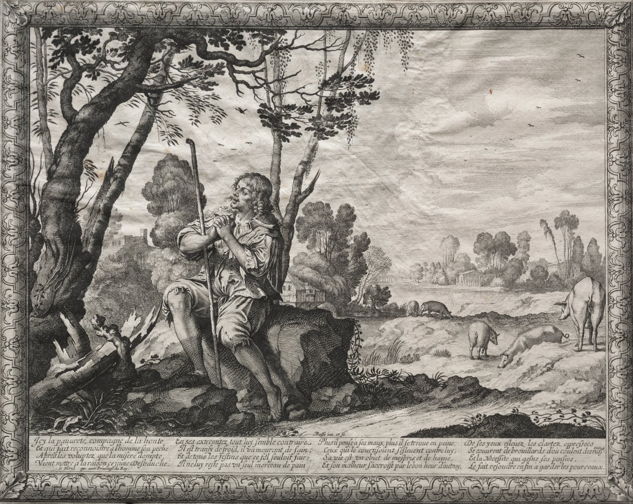 Le fils prodigue : Le prodigue gardant les cochons - Abraham Bosse