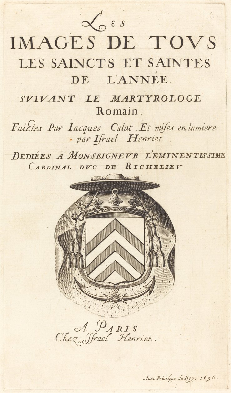 Page de titre pour "Le Calendrier des Saints" de Callot - Abraham Bosse