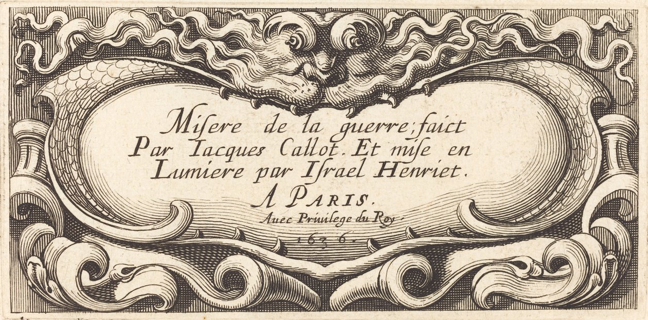 Page de titre pour "Les Petites Misères de la Guerre" de Callot - Abraham Bosse
