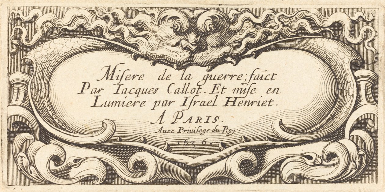 Page de titre pour "Les petites misères de la guerre" de Callot - Abraham Bosse