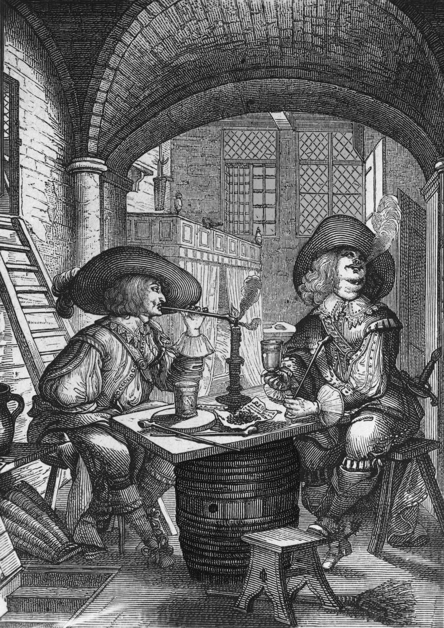 Fumeurs de tabac. Gravure par Abraham Bosse. 18e siècle - Abraham Bosse