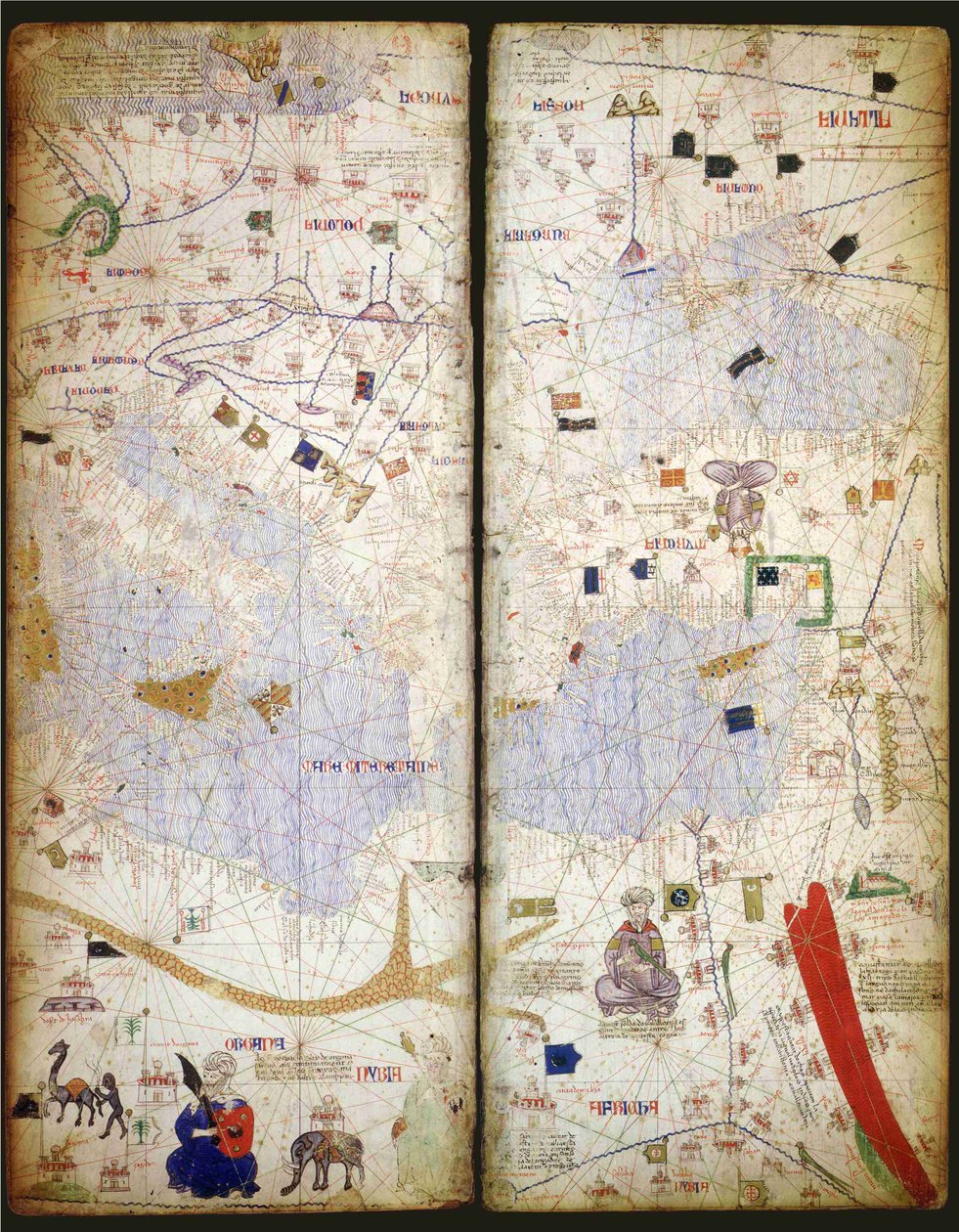 Atlas catalan, feuille 7 et 8, 1375 - Abraham Cresques
