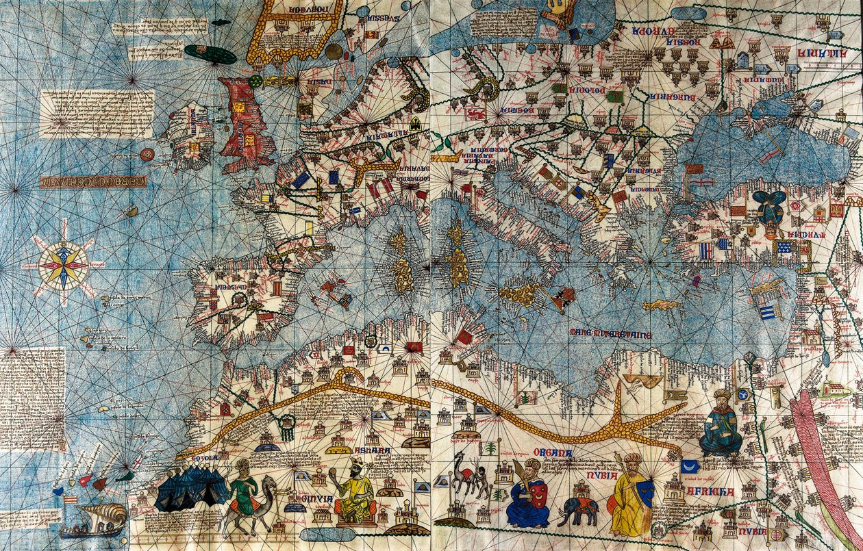 Carte catalane du continent européen avec l