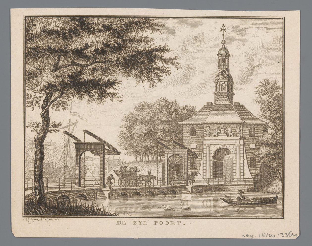 Vue de la porte Zijl à Leyde (De Zyl Poort) - Abraham Delfos