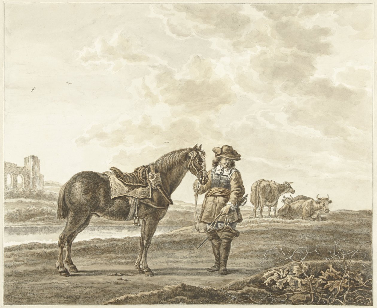 Cavalier dans le paysage - Abraham Delfos