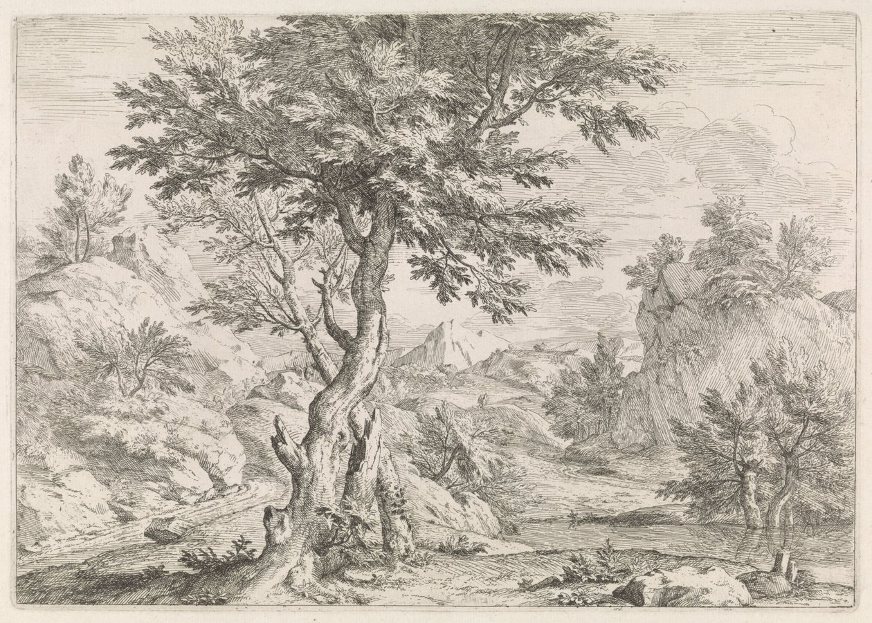Paysage vallonné avec des rochers - Abraham Genoels