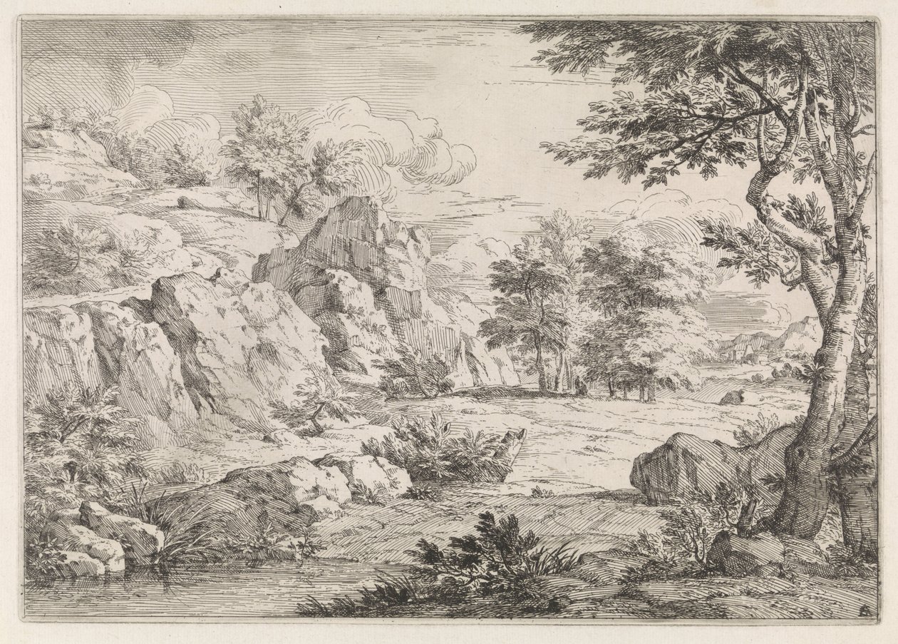 Paysage vallonné avec étang - Abraham Genoels
