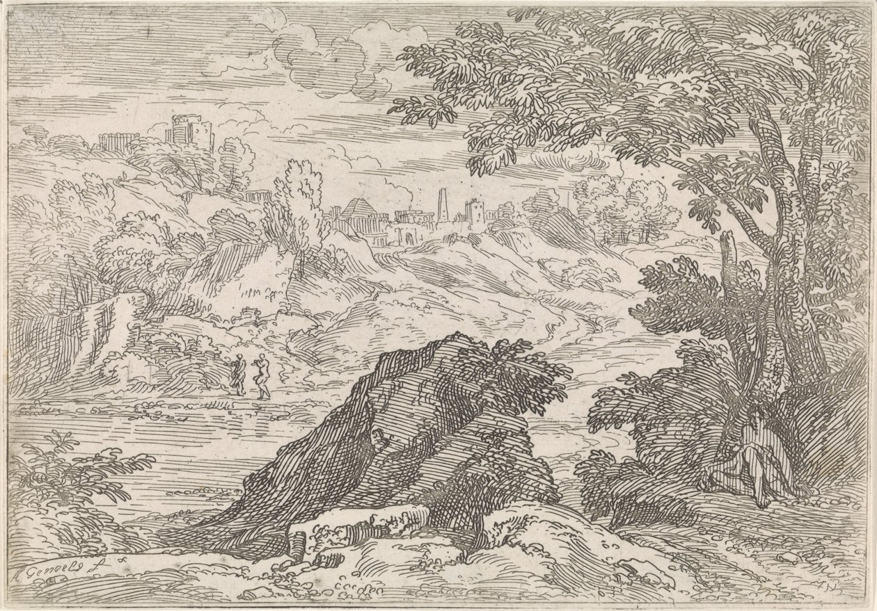 Paysage avec rivière (série Arcadische landschappen) - Abraham Genoels