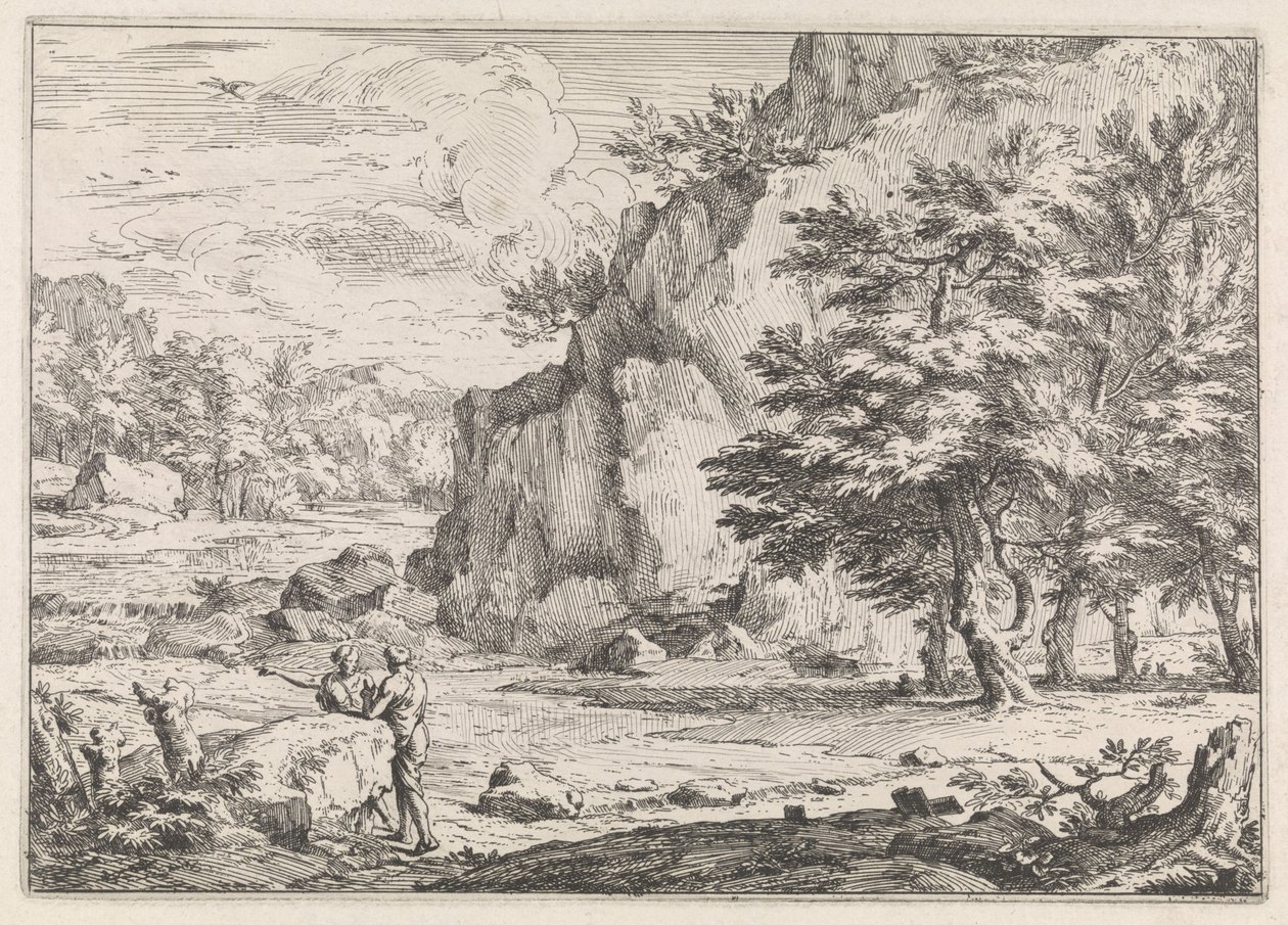 Paysage avec rocher - Abraham Genoels