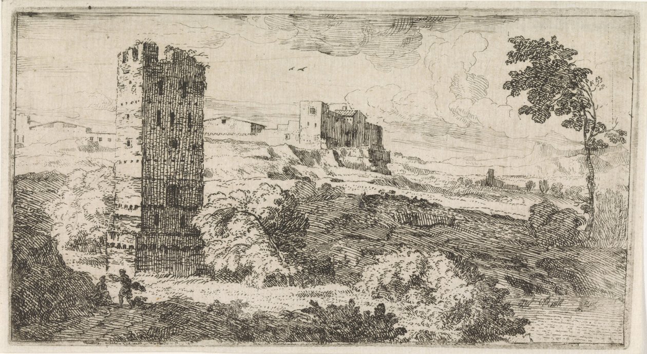 Paysage avec tour carrée - Abraham Genoels