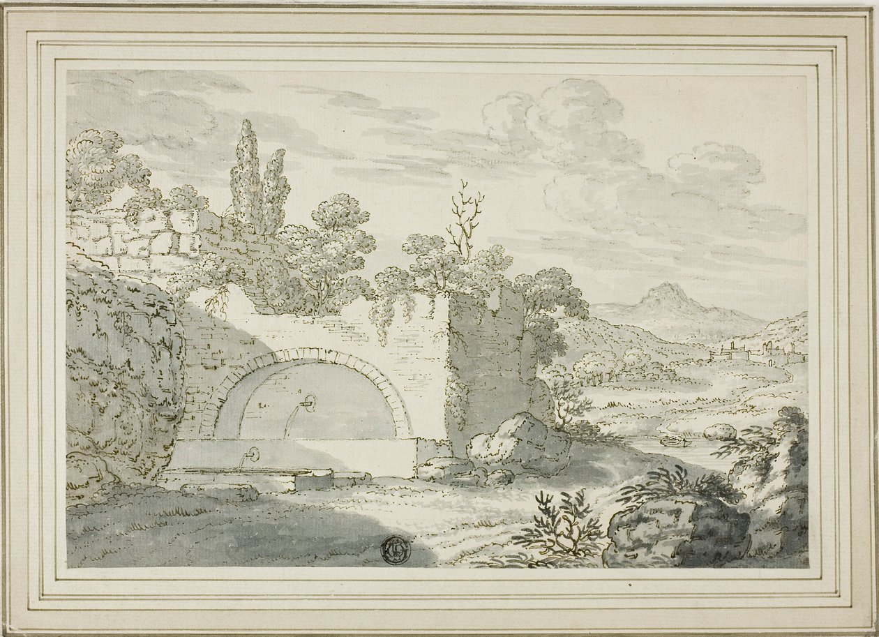 Paysage avec fontaine - Abraham Genoels II