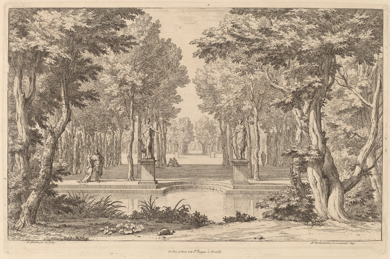 Les deux statues - Abraham Genoels II after Adam Frans van der Meulen