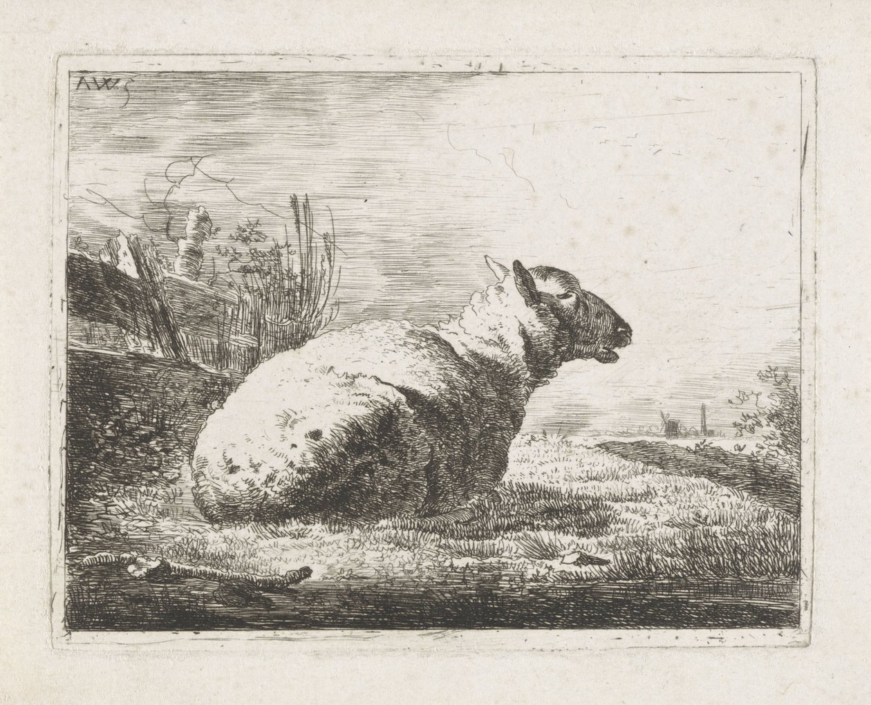 Mouton couché - Abraham Hendrik Winter