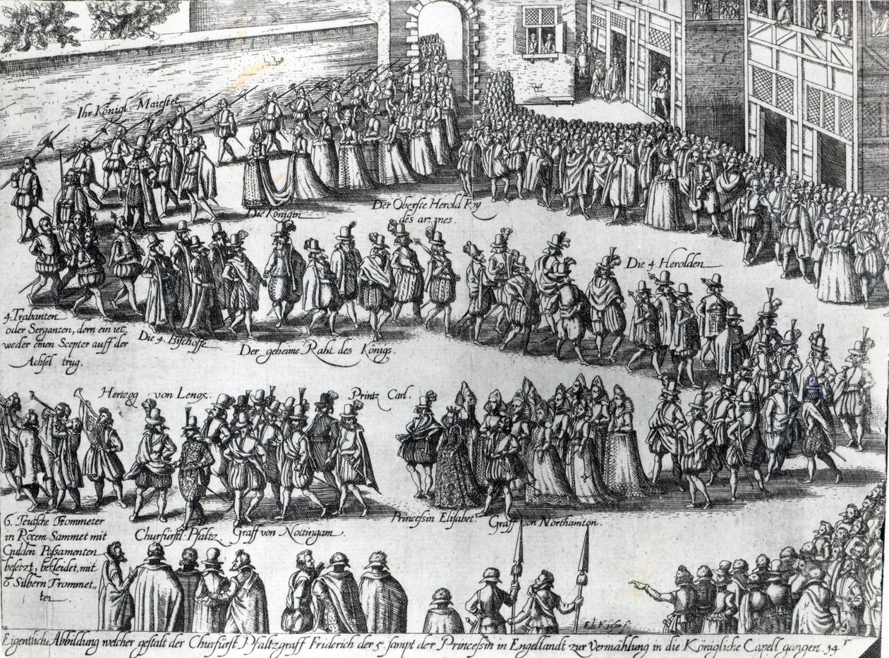 Procession pour le mariage de Frédéric V, Électeur Palatin et Princesse Élisabeth, c.1613 - Abraham Hogenberg