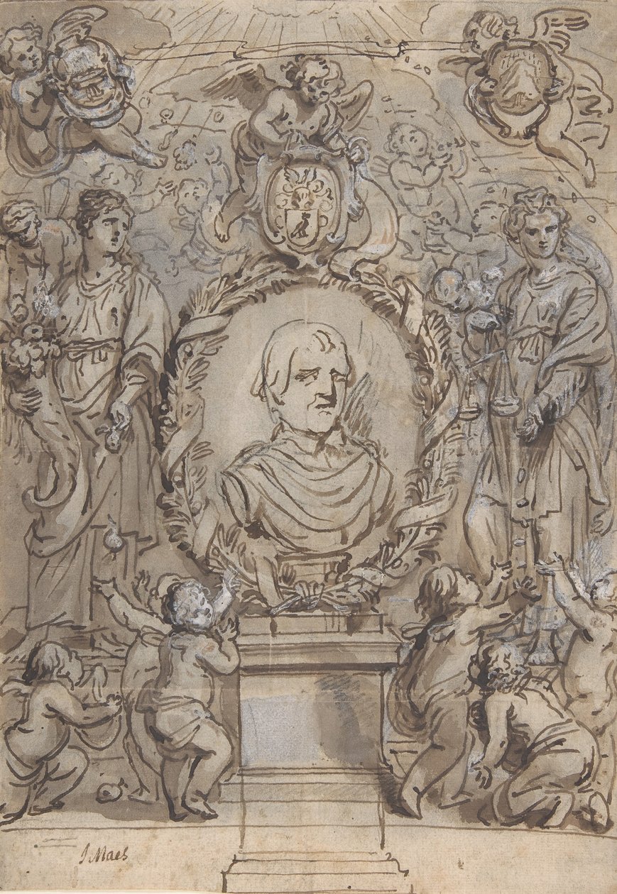 Conception pour une page de titre, 17ème siècle - Abraham Jansz van Diepenbeeck
