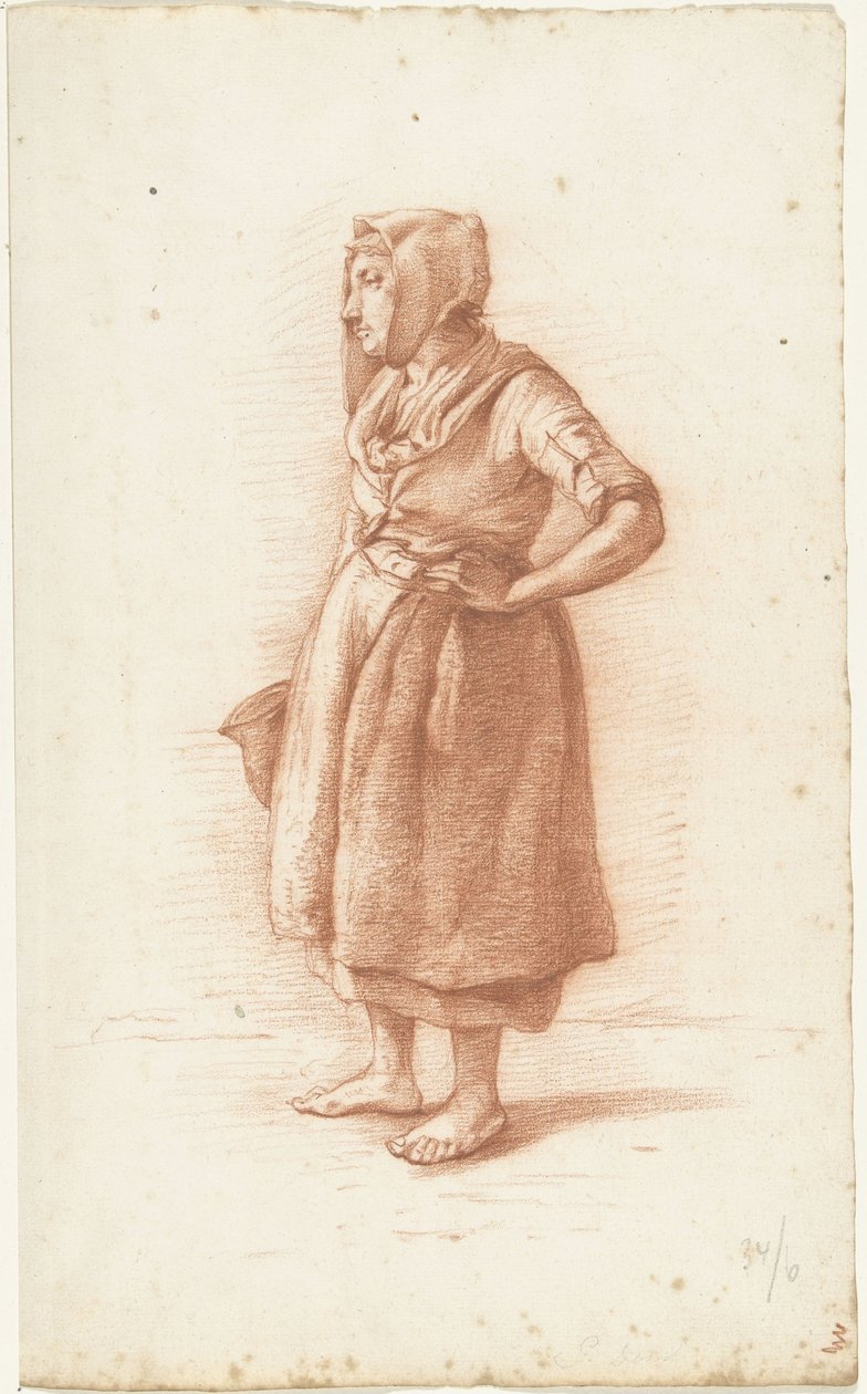 Femme debout vers la gauche, la main sur la hanche - Abraham Johannes Ruytenschildt