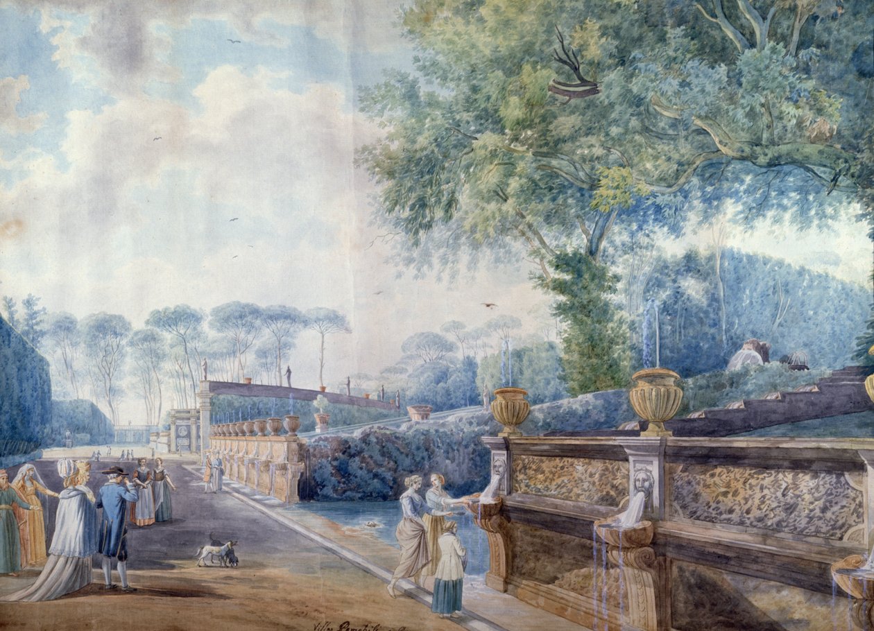 Les jardins du Palazzo Doria Pamphili, Rome - Abraham L. Rudolph (attr. to) Ducros