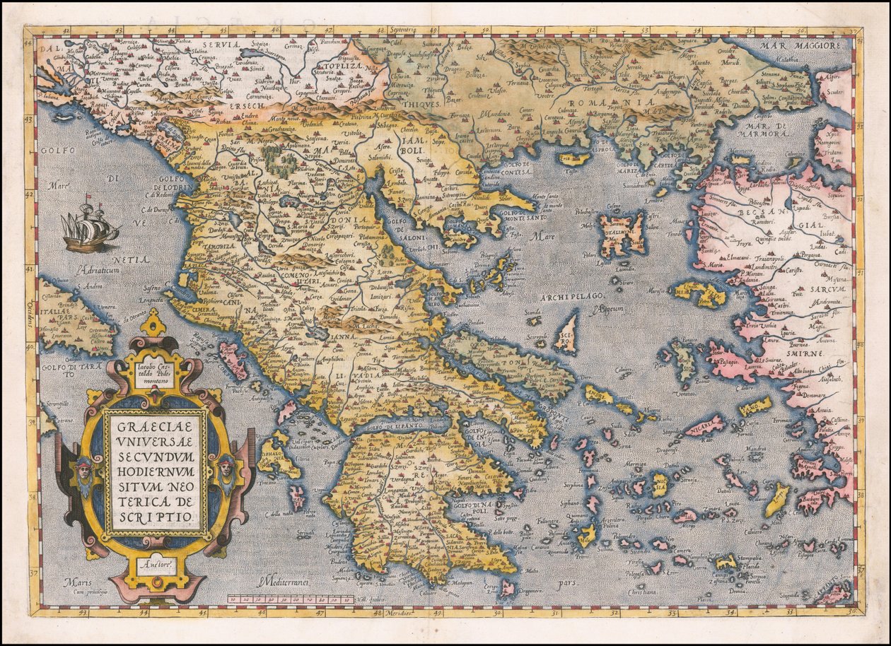 Carte de la Grèce et de la mer Égée de 1584 par Abraham Ortelius - Abraham Ortelius