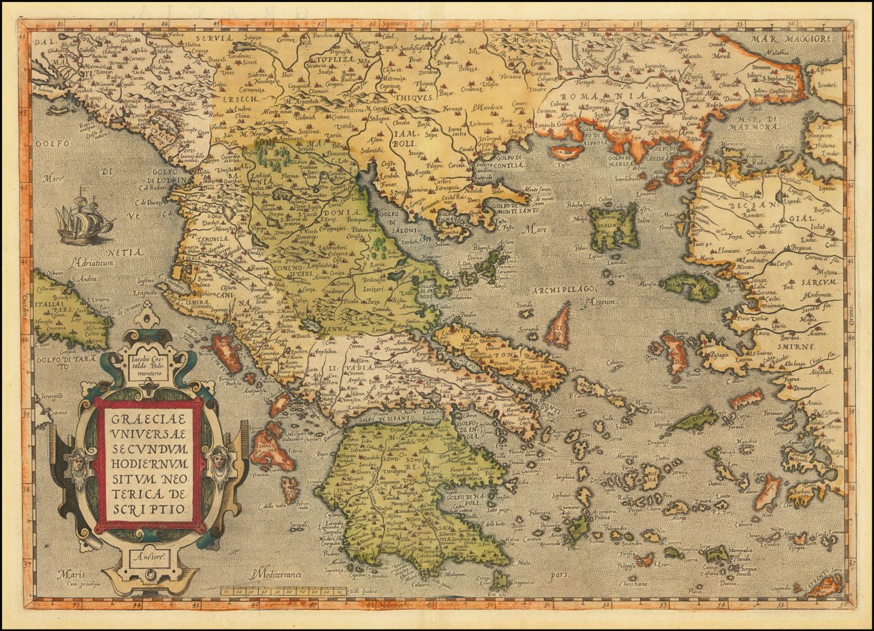 Carte de la Grèce de 1584 par Abraham Ortelius - Abraham Ortelius