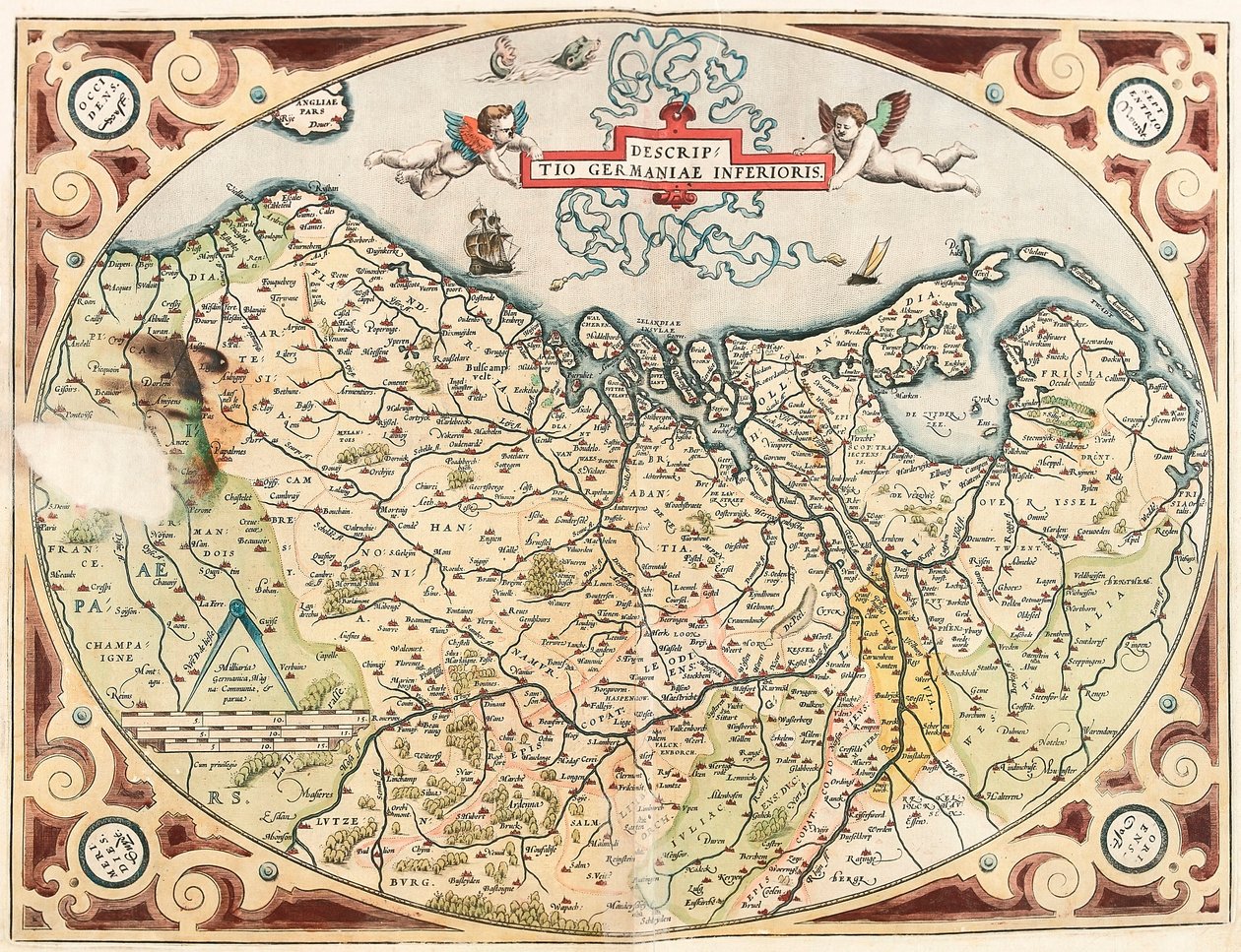 Descriptio Germaniae Inferioris Carte géographique du territoire des Pays-Bas germanique du "Theatrum Orbis Terrarum" par Abraham Ortelius - Abraham Ortelius
