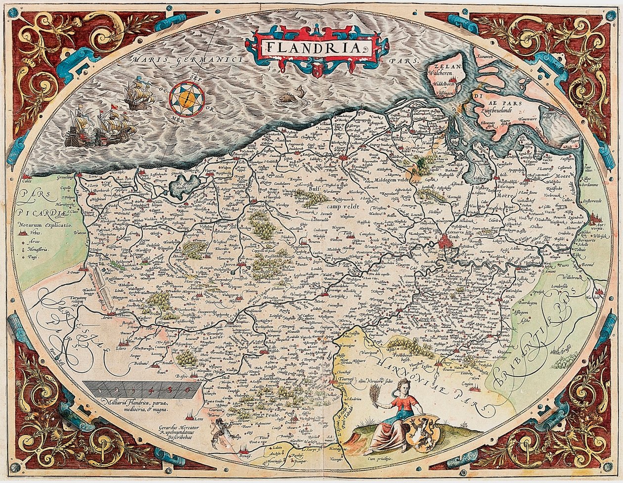 Carte géographique de la Flandre de « Theatrum Orbis Terrarum » par Abraham Ortelius - Abraham Ortelius