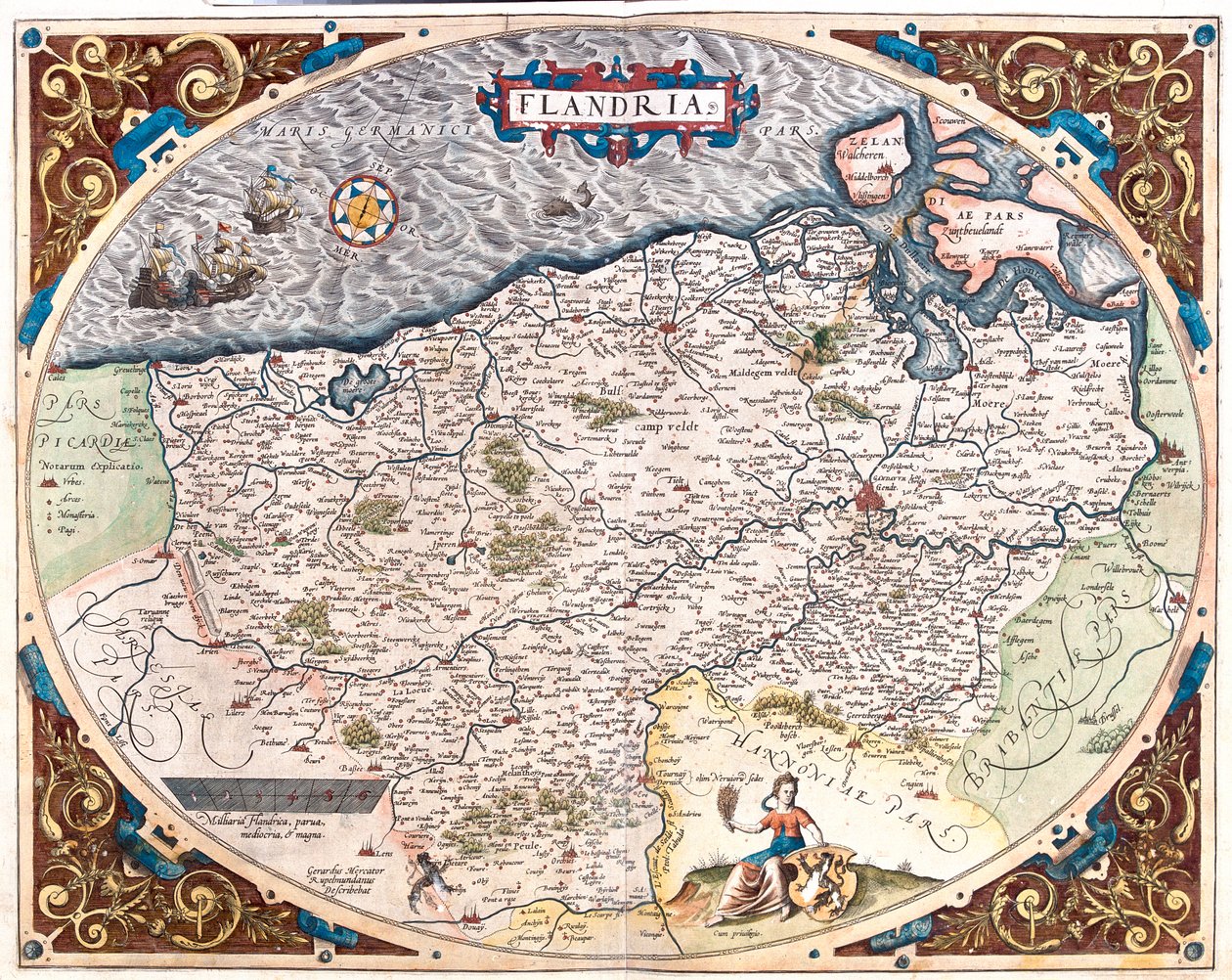 France (Région : Nord-Pas de Calais), Belgique (Région : flamande, nord wallonne), Pays-Bas (Province : Zeeland) - Abraham Ortelius
