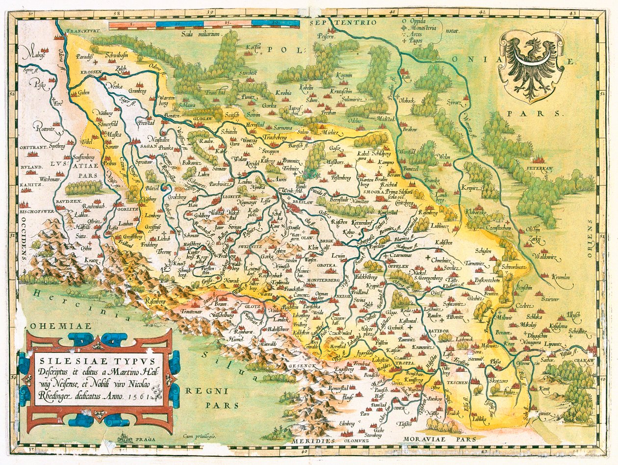 Allemagne (État : Brandebourg, Saxe), Pologne (voïvodie : Lubusz, Grande Pologne, Basse Silésie, ód , Opolskie, Silésie, Petite Pologne), République tchèque (région : Moravie-Silésie, Olomouc, Pardubice, Hradec Králové, Liberec, Bohême centrale, Ústí nad L - Abraham Ortelius
