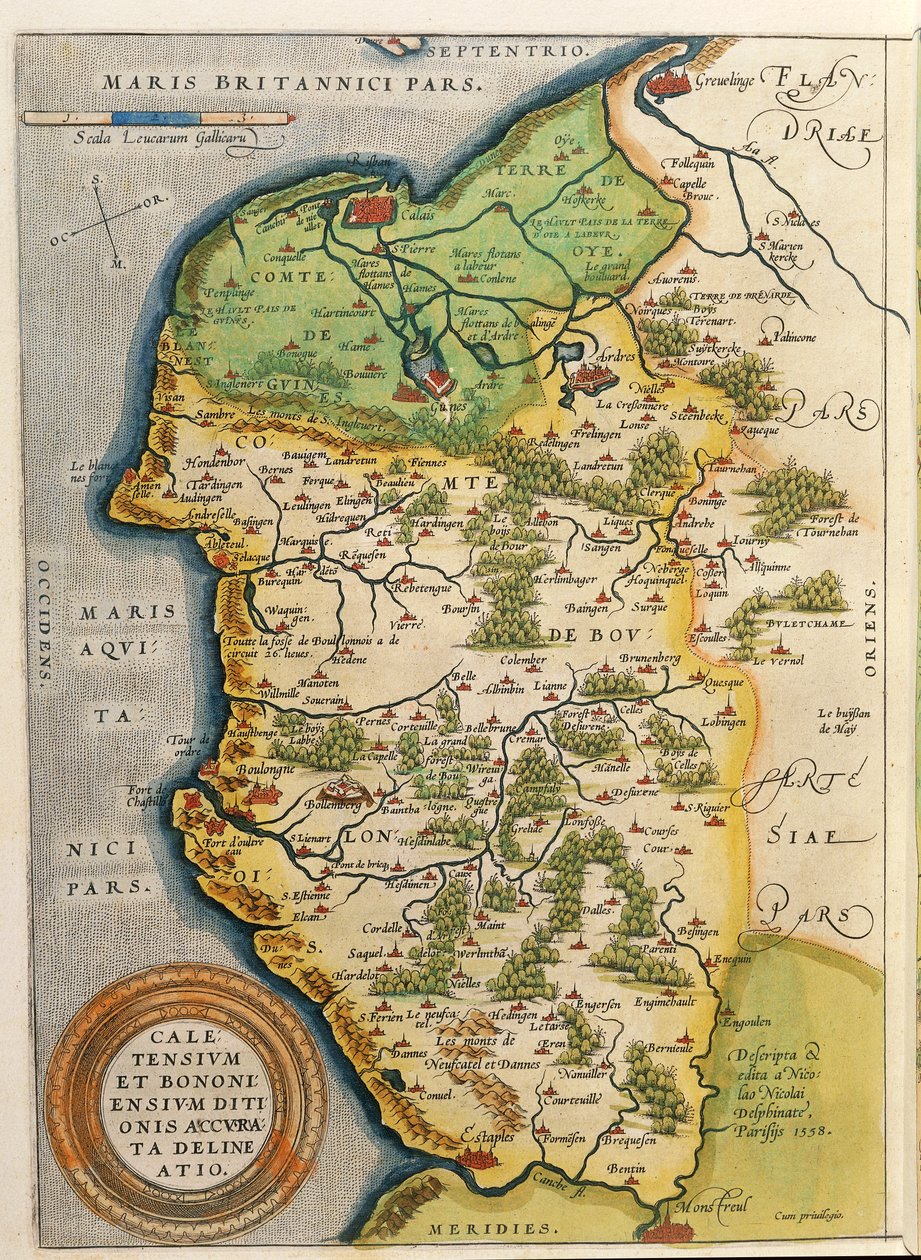Carte de la région de Calais, du Theatrum Orbis Terrarum par Abraham Ortelius - Abraham Ortelius