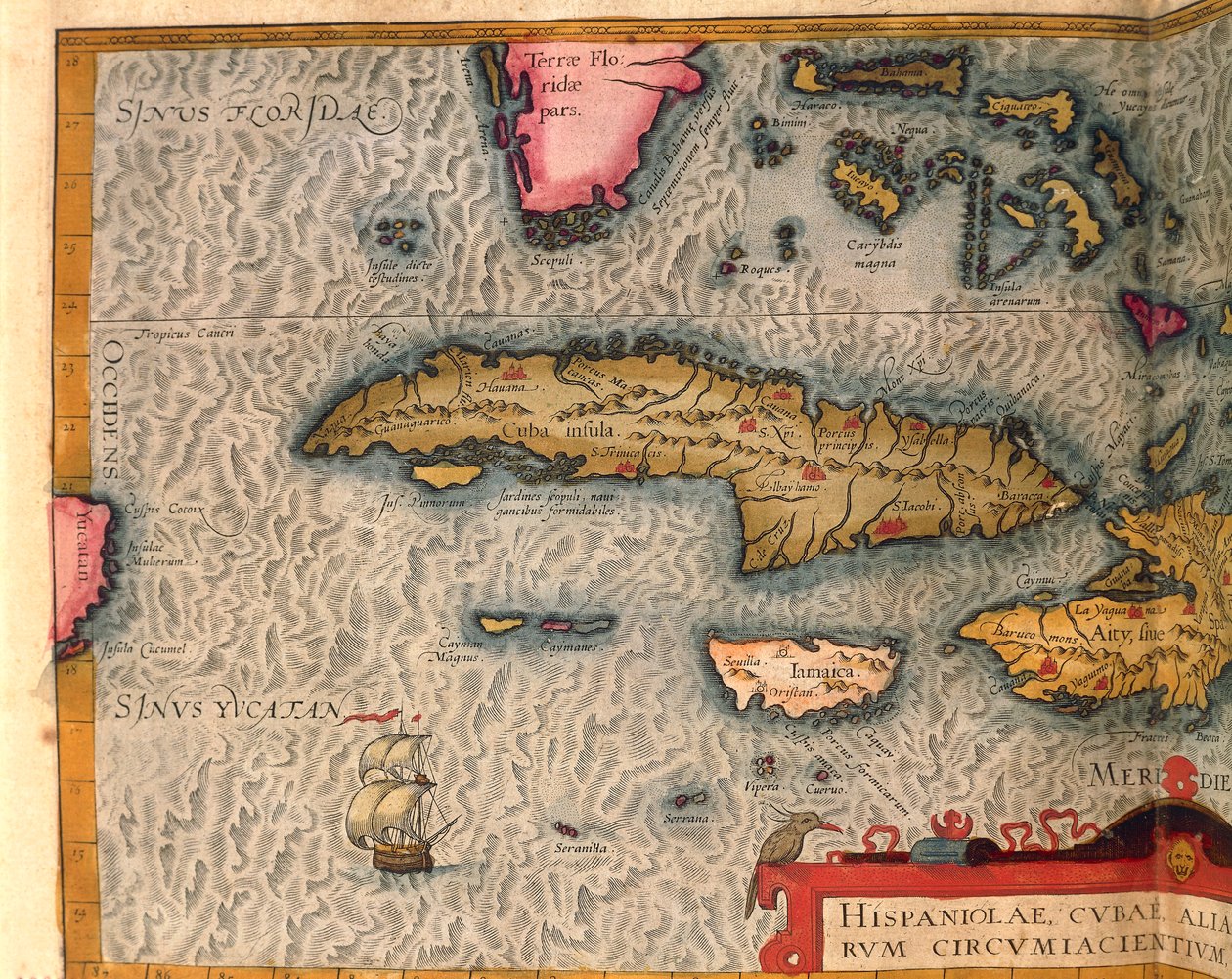 Carte de Cuba et de la Jamaïque du Theatrum Orbis Terrarum - Abraham Ortelius