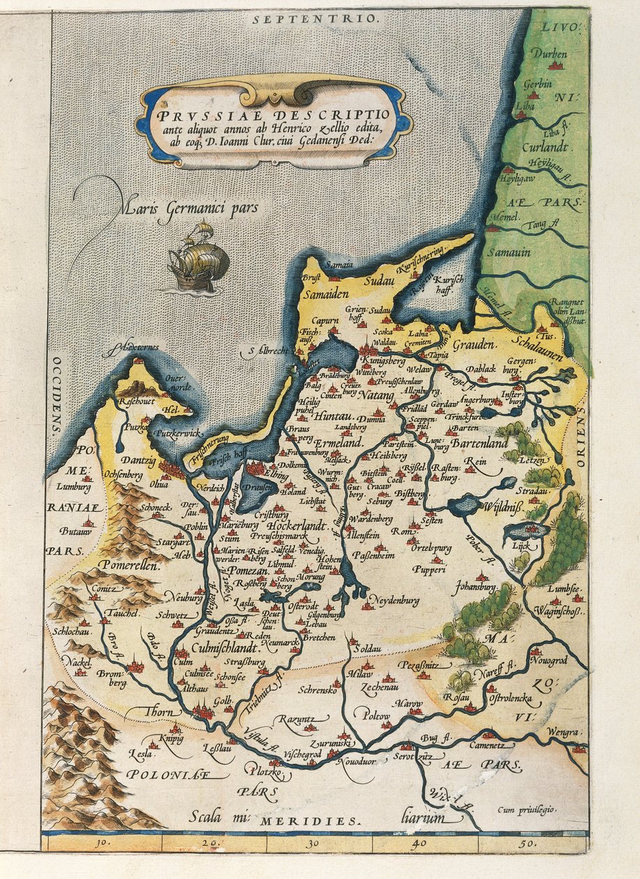 Carte de la Prusse, du Theatrum Orbis Terrarum par Abraham Ortelius - Abraham Ortelius