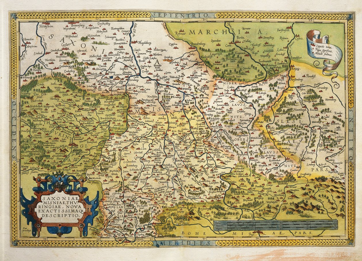Carte de la Saxe, du Theatrum Orbis Terrarum par Abraham Ortelius - Abraham Ortelius