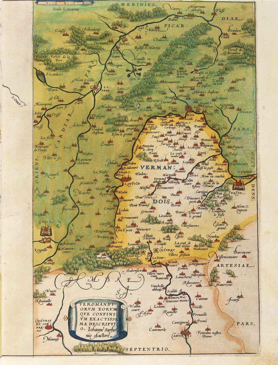 Carte du Vermandois, de Theatrum Orbis Terrarum par Abraham Ortelius - Abraham Ortelius