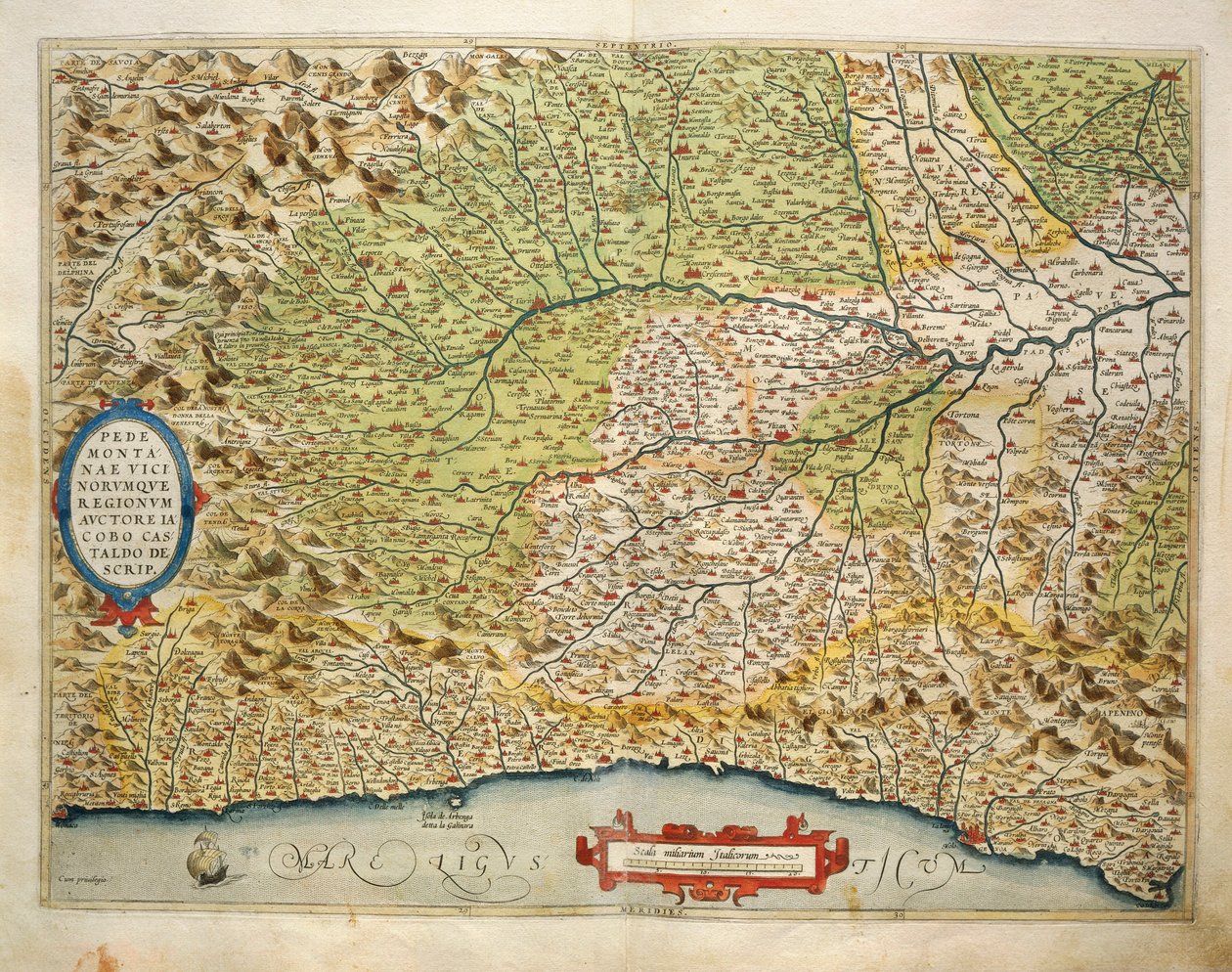 Carte de la Région du Piémont, Italie, du Theatrum Orbis Terrarum par Abraham Ortelius - Abraham Ortelius